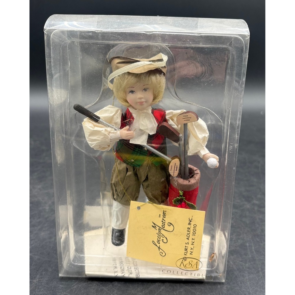 Vtg Kurt S Adler Jocelyn Mostrom Golfer Porcelain Doll Ornament KSA Collectibles